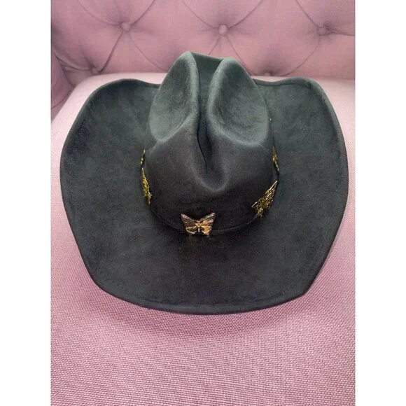 8 Other Reasons Butteryfly Cowboy Hat in Black One Size New Womens Western 8 Other Reasons Butteryfly Cowboy Hat in Black One Size New  main image 2